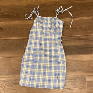 Blue and white checkered dress